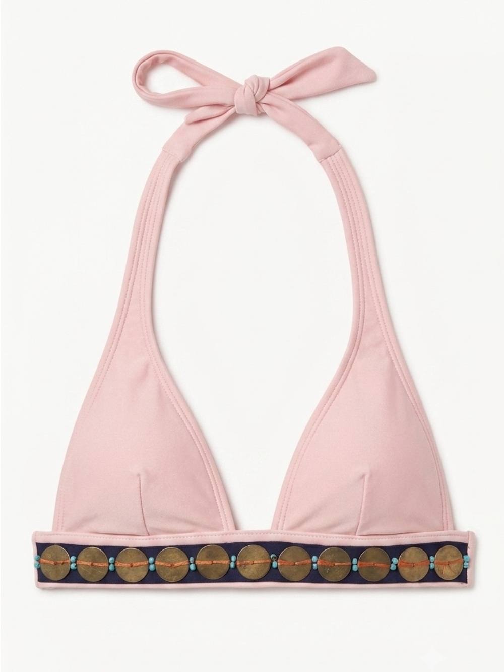 VIX BY PAULA HERMANNY Pink Halter Bikini Top with Embellished Band Size Small